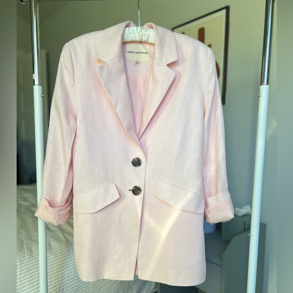 NWOT - S - MARA HOFFMAN TATUM blazer suit jacket linen pink pastel - Picture 1 of 8